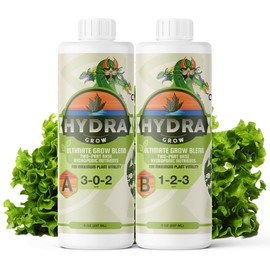 HydraGrow A & B Indoor Garden Plant Food - 8oz Liquid Plant Fertilizer Set - Base Hydroponic Nutrients to Support Vegetative Growth in All Plants, Vegetables, Flowers & Trees NPK 3-0-2 & 1-2-3