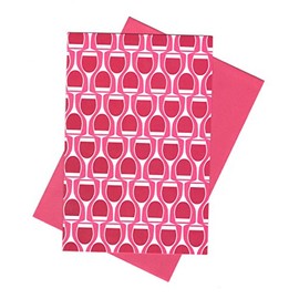 Fashionably Fun Blank Notecards ~ Red, Red Wine (8 Cards; Pink Envelopes; 4" x 6")