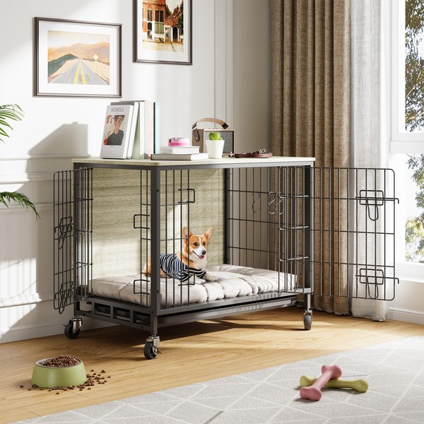 Dog Crate Furniture for Large Dogs, 38.6" Indoor Kennel with