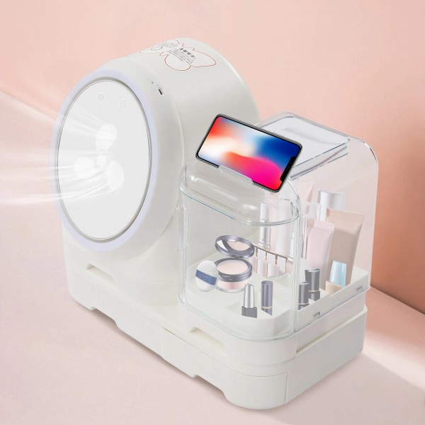 Cosmetic Makeup Organizer Jewelry Drawer Storage Box With Mirror &