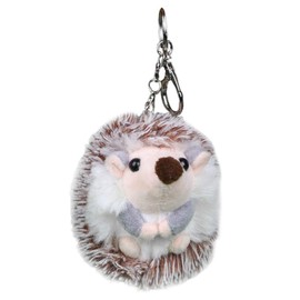 LUOEM Pack of 2 Plush Key Fob Hedgehog Keyring Gift Cute Key Ring for Women and Girls Craft Ornaments Grey, black