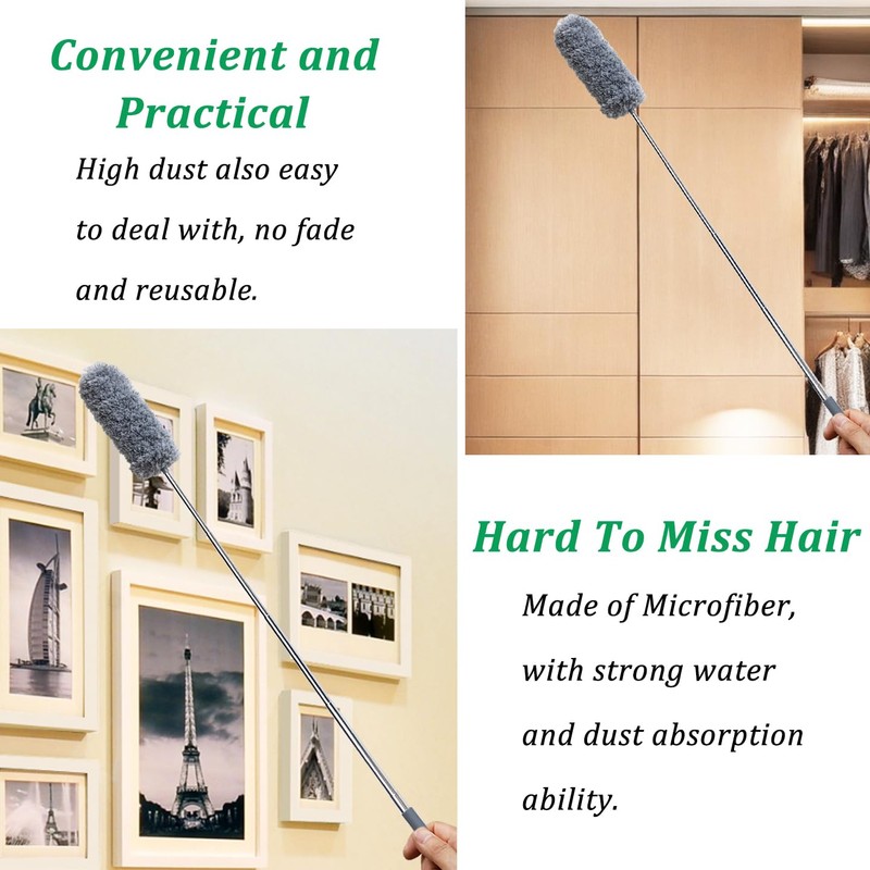 2 Pack Microfiber Feather Duster for Cleaning, Hand Washable Dusters