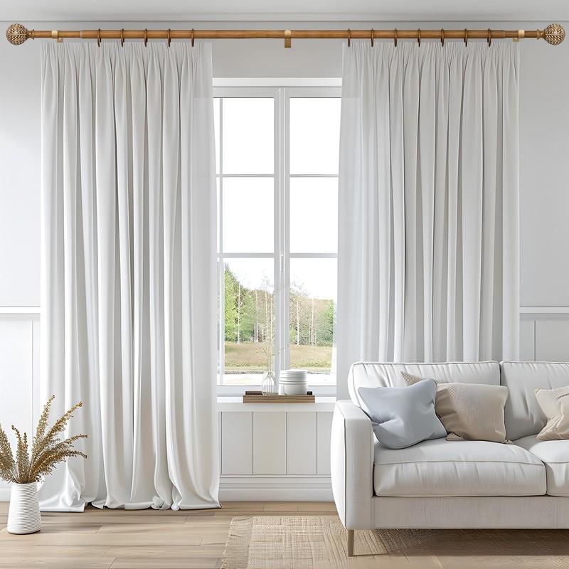 QDWIS Wood Curtain Rods for Windows 72 to 144 Inch,1''
