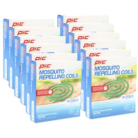 PIC Mosquito Repelling Coils, 10 Count Box, 12 Pack - Mosquito Repellent for Outdoor Spaces - 120 Coils Total