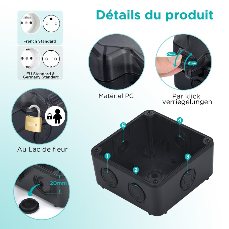 Upgrade Deep Outdoor Socket, Waterproof IP66, Surface-Mounted Socket with Switch