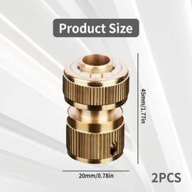 2 Pack Brass Hose Connector Hose End Quick Connect Fitting 1/2" Hose Pipe Quick Connector for Garden Watering, Car Washing, Pressure Washer