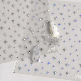 Star Nail Stickers 5D Embossed Star Nail Decals for Nail Art Self Adhesive Silver Aurora Star Nail Art Stickers with Glitter Shiny Nail Art Design Star Nail Supplies for DIY Manicure for Women Girls