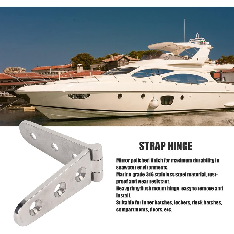 2pcs Heavy Duty Strap Hinge with Holes, Marine Strap Hinge