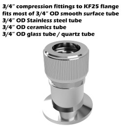 OD 3/4" 0.75 inches smooth tube O-ring compression port quick connect couplings to KF25 NW25 flange adapter, glow discharge tube setup home fusion