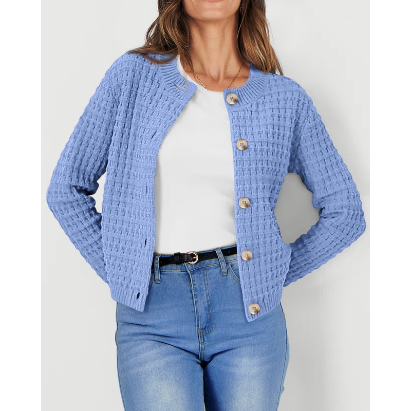 PRETTYGARDEN Women's Knit Cardigan Sweaters Casual Long Sleeve Open Front