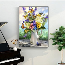 Amphol Flower Paint by Number for Adults, Flower Easy Paint by Numbers, Flower DIY Kids Adult Paint by Numbers for Beginner, Gift Home Wall Decor 16x20 Inch