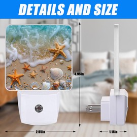 Sea Star and Shell Plug Night Light,Beach Nightlight Plug into Wall,LED Lamp,Suitable for Bedrooms,Kitchens,Toilets,Etc.Auto Sensor Dusk to Dawn,Energy-Saving