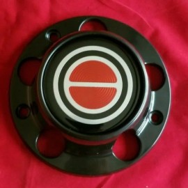 Aftermarket 1 pc 1980-1996 F150 BRONCO BLACK Wheel Hub RED logo Center Caps NEW w/ Screws