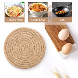 Pyatofyy Round Woven Placemats Set of 6, 7 Inch Jute Placemats Anti-Slip Heat Resistant Mat for Kitchen Dining Table, Yellow