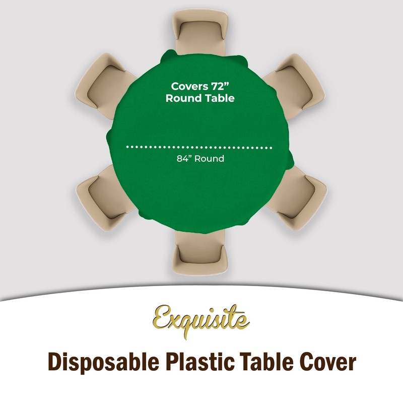 Exquisite 6-Pack Premium Plastic Tablecloth 84in. Round Plastic Table Cover