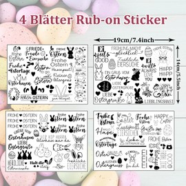 Hongma Easter Rub On Sticker Approx. A5 19 x 14 cm Large Format Transfers 4 Pieces Sayings for Raysin for Keraflott Furniture Glass Wood DIY Decorative Rub On Foil Rubons Sticker Easter Easter (Easter