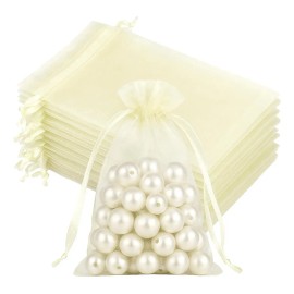 100pcs Beige Bolsas Lote De Bolsa Regalo De Organza 10*15cm