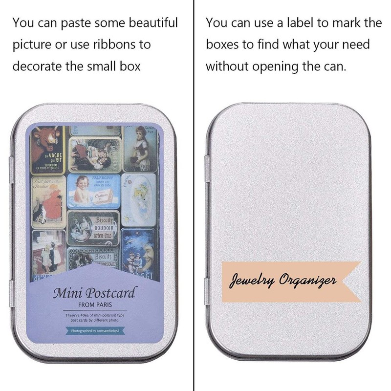 SECALIFE 12 Pack Metal Storage Tin Box with Lid, Rectangular