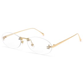 Retro Oval Sunglasses for Women Men 90s Small Round Rectangle Aesthetic Rimless Y2k Sunglasses