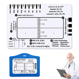 HQRKOTM 1 x Card Case Packaging ECG 7 Step Ruler, Pocket Size 8.6 cm x 5.4 cm, Aid for Reading and Studying Your ECG, Ideal for Students, Nurses and Doctors, a
