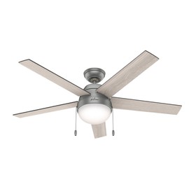 Hunter Fan Company 50230 Anslee Indoor Ceiling Fan with LED Light and Pull Chain Control, 52", Matte Silver Finish