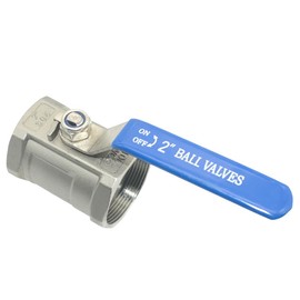 VARMHUS 2PCS 2" Stainless Steel 304 Ball Valve 1Pc Type NPT Female Threaded with Heavy Duty Blue Vinyl Insulation Handle,CF8M Ristricted Flow,1000 WOG (2PCS 2")