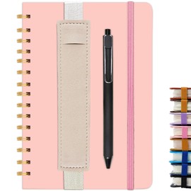 DWIYITTN Notebook A5 Lined Hardcover Spiral Notepad with Pen Holder & Pen, 160 Pages/80 Sheets 80gsm Spiral Notepad, 14.5 x 21 cm, Pink
