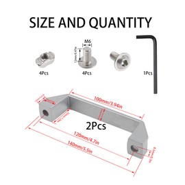 Rrina 2Pcs Aluminium Alloy Rectangular Pull Handle for 30 Series European Standard Aluminum Extrusion Profile (Silver)