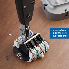 deleyCON LSA Insertion Tool Network Tool for Network Sockets Patch Panels Patch Panel Easy Network Wiring DSL ISDN TAE - Black