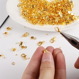 ALEXCRAFT 1150 Pcs Gold Jewelry Making Kit Accessories Set Lobster Clasps Crimp Beads Jump Rings Bracelet Clasps and Closures for Necklaces Bracelets Jewelry DIY