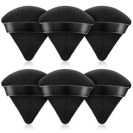 6Pcs Triangle Powder Puffs for Face Powder,Soft Makeup Puff for Loose Powder,Makeup Sponge Foundation Blender Wet and Dry Use Makeup Tool - Color: Black