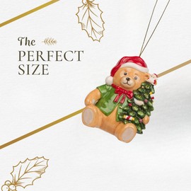 Spode Christmas Tree Teddy Bear Ornament, Durable Holiday Ornament for Festive Decor & Winter Wonderland Display - Sleek Seasonal Ornaments for Tree, Mantel, Holiday Home Decoration
