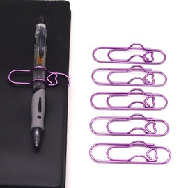 NELJIBEHU 15 Pcs Metal Pen Holder Clips for Notebook, Planner Accessories, Heart Paper Clips