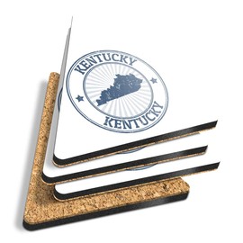 4 x Triangle Coasters - Kentucky USA Map Travel Stamp Cork Backed MDF Glossy Tea Coffee Accessory #4388