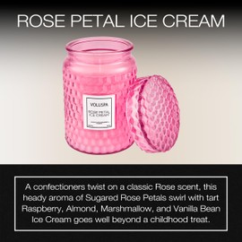 Voluspa Rose Petal Ice Cream, Large Candle Jar, 18 Ounce, 100 Hour Burn Time, Coconut Wax for Clean Burning, Handcrafted in The USA