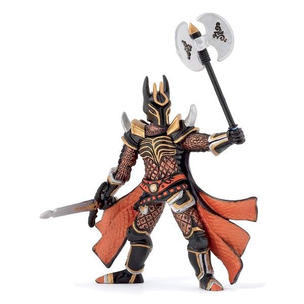 Papo Knight with A Triple Battle Axe Figure, Black/Orange