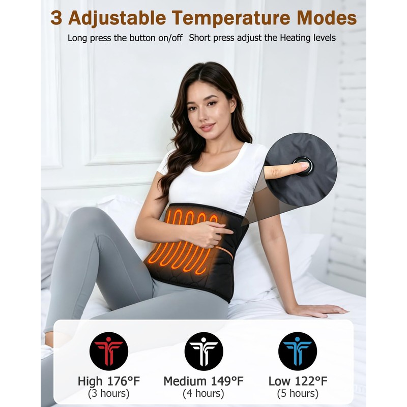 Portable Heating Pad Cordless, Battery Powered for Back, Abdomen&Shoulder