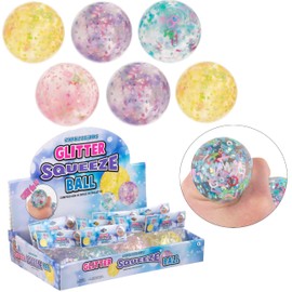 Expressions 6pc Glitter Squeeze Balls - Colorful Sequin Confetti Stress Ball Set | Glitter Balls Party Favors, Sparkly Squishies Squeeze Toys, Squishy Ball Fidget Toy Value Pack