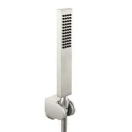 Asyas Solid Brass Brushed Nickel Hand Held Shower Sprayer Head with Adjustable Wall Connector Shower Holder and Hose Set High Pressure Square