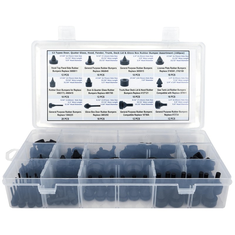 Dsnaduo 160 PCS Black Automotive Rubber Bumper Assortment, Rubber Stop