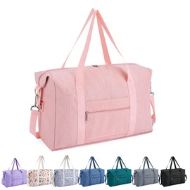 for Ryanair Cabin Bags 40X20X25 Underseat Small Foldable Travel Duffel Hospital Weekend Bag for Women Ryan Air Carry on Luggage Holdall Tote for Men 20L (Pink)