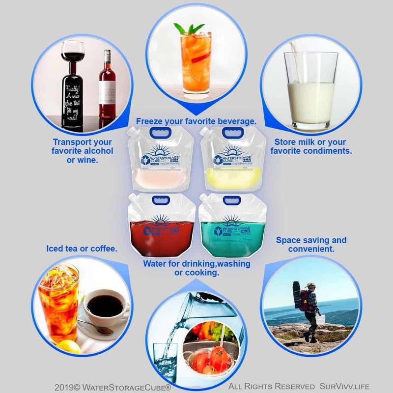 Premium Collapsible Water Container Bundle, Cube + Bag, No BPA