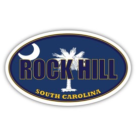 Rock Hill City South Carolina State Flag | SC Flag York County Oval State Colors Bumper Sticker Car Decal 3x5 inches