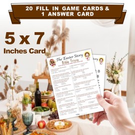 Bible Game Cards- 20 Pcs Bible Trivia Game Cards With 1 Answer Card- Christian Party Game For Religious Activities，Adults，School Sunday Activities Church Easter Favors- Party Game & Activities- A02