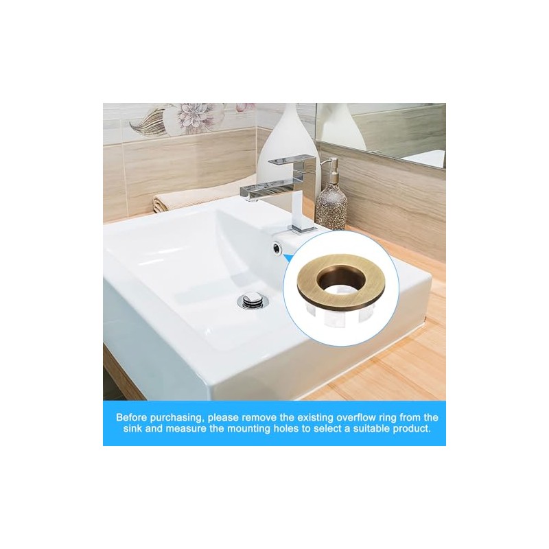 uxcell Sink Trim Overflow Cover, 2Pcs Sink Overflow Rings Bathroom