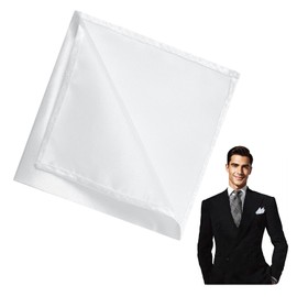 White Pocket Squares for Men, 4.3" White Satin Silk Handkerchief, Suit Pocket Squares Solid Color Classic Pure Silk Hankies