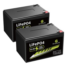 GREENOE 12V 10Ah LiFePO4 Battery, Up to 3000 Deep Cycles Rechargeable Lithium Battery for Solar/Wind Power,Lighting, Power Wheels, Fish Finder and More, Built-in 10A BMS