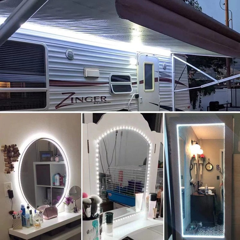JUNWEN Battery Operated LED Strip Lights with Remote Daylight White,