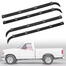 AUTOBABA 4PCS Weatherstrip Window Molding Sweep Felt Trim Seal Belt Compatible with Ford F150 F250 F350 Bronco 1987-1997 Replace# E7TZ1521452A E7TZ1521453A F2TZ1521456A F2TZ1521457A, Front Inner Outer