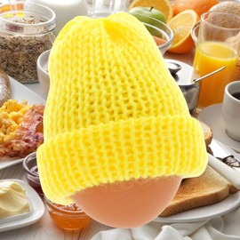 MIJOMA Set of 6 Knitted Egg Cosy Hats, Knitted Egg Warmer Hats for Breakfast Eggs, Mini Hat Craft Supplies, Gift Idea Birthday Moving New Housewarming (Yellow)